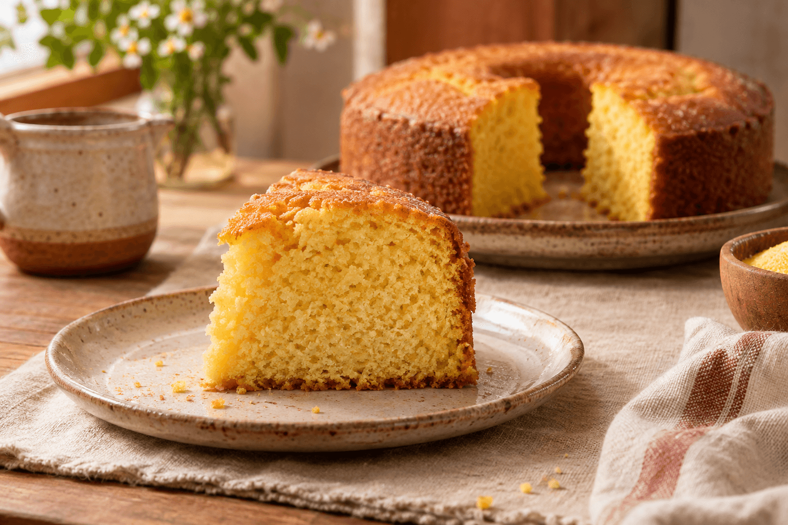 Fluffy cornmeal cake