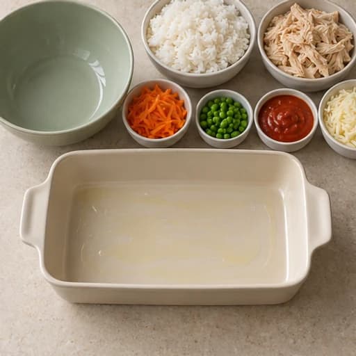 Visual guide for baked rice casserole: Preheat the oven.