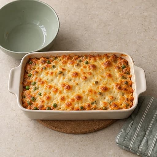 Visual guide for baked rice casserole: Bake.