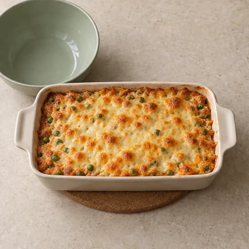 Visual guide for baked rice casserole: Serve at the table.
