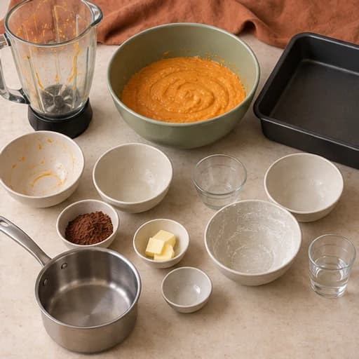Visual guide for brazilian carrot cake: Fold in dry ingredients.