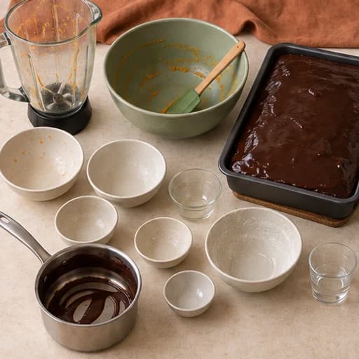 Visual guide for brazilian carrot cake: Spread the glaze.