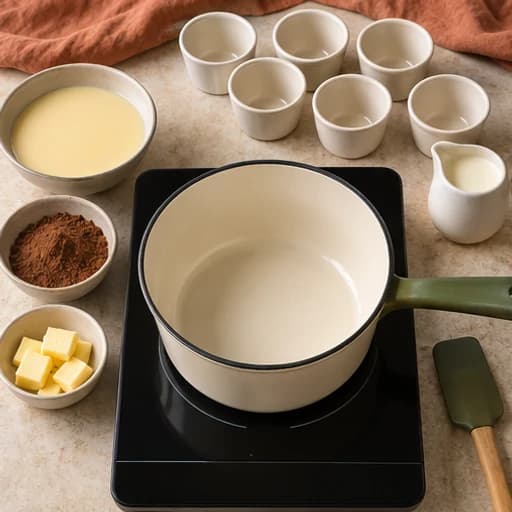Visual guide for creamy spoon brigadeiro: Gather the ingredients.