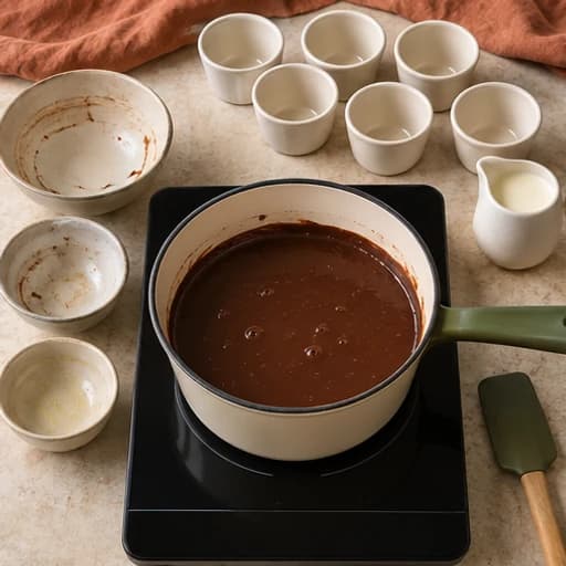Visual guide for creamy spoon brigadeiro: Mix before heating.