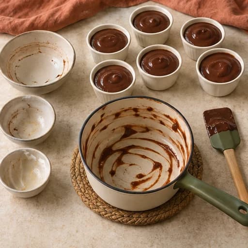 Visual guide for creamy spoon brigadeiro: Portion and let cool until warm.