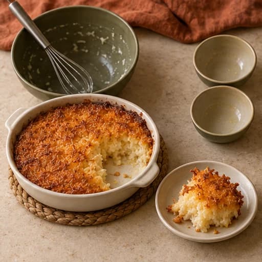 Visual guide for baked cocada: Cool until warm and serve