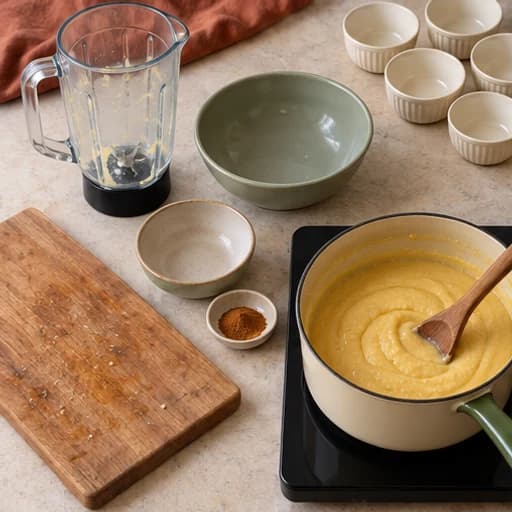 Visual guide for curau (fresh corn pudding): Cook the pudding.