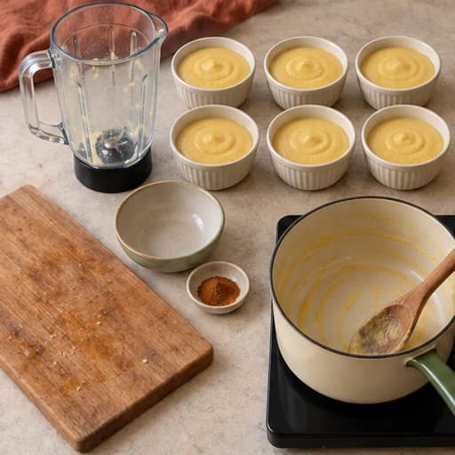 Visual guide for curau (fresh corn pudding): Chill.