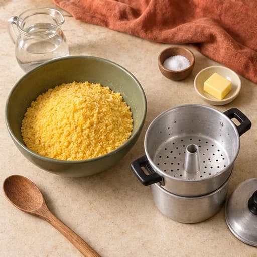 Visual guide for northeastern brazilian cuscuz: Measure the corn flakes.