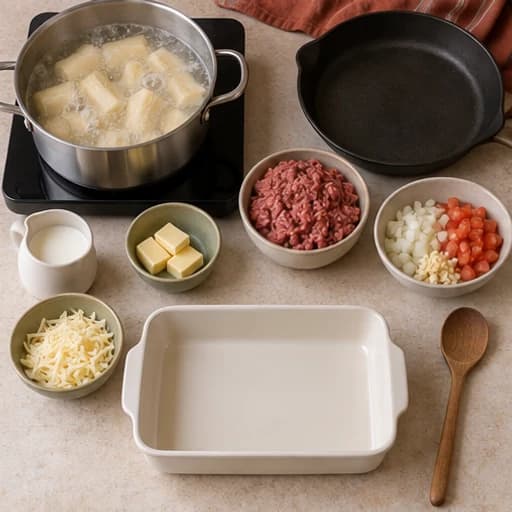 Visual guide for beef escondidinho: Cook the cassava.