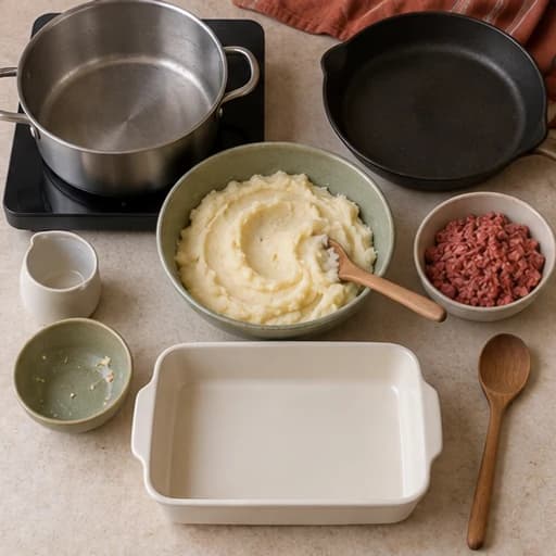 Visual guide for beef escondidinho: Make a smooth mash.