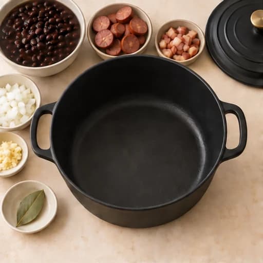 Visual guide for everyday feijoada: Chop the ingredients.