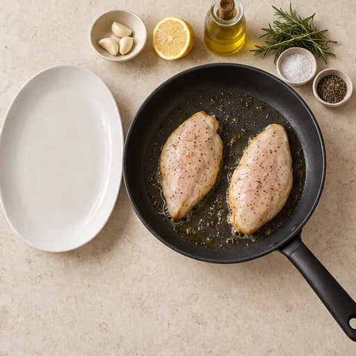 Visual guide for golden pan-fried chicken: Let it brown.