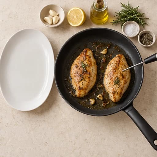 Visual guide for golden pan-fried chicken: Cook the other side.