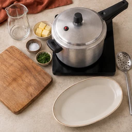 Visual guide for butter cassava: Pressure cook.