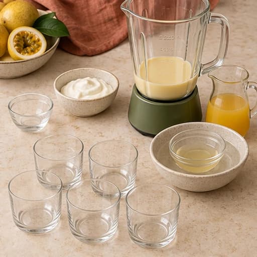 Visual guide for passion fruit mousse: Hydrate and dissolve gelatin