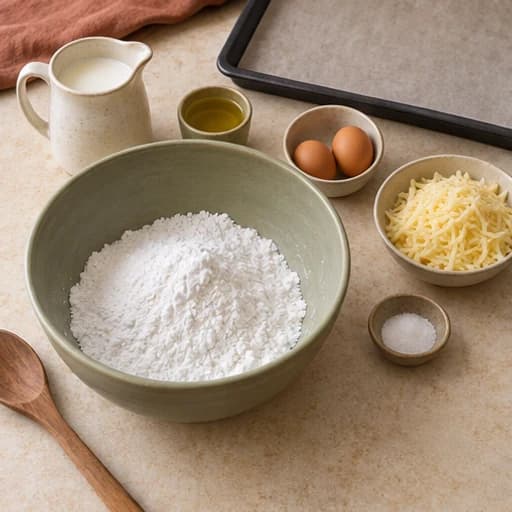Visual guide for pão de queijo (cheese bread): Get ready to bake.
