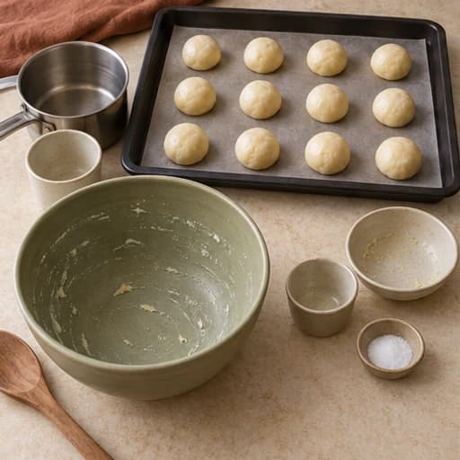 Visual guide for pão de queijo (cheese bread): Shape the rolls.
